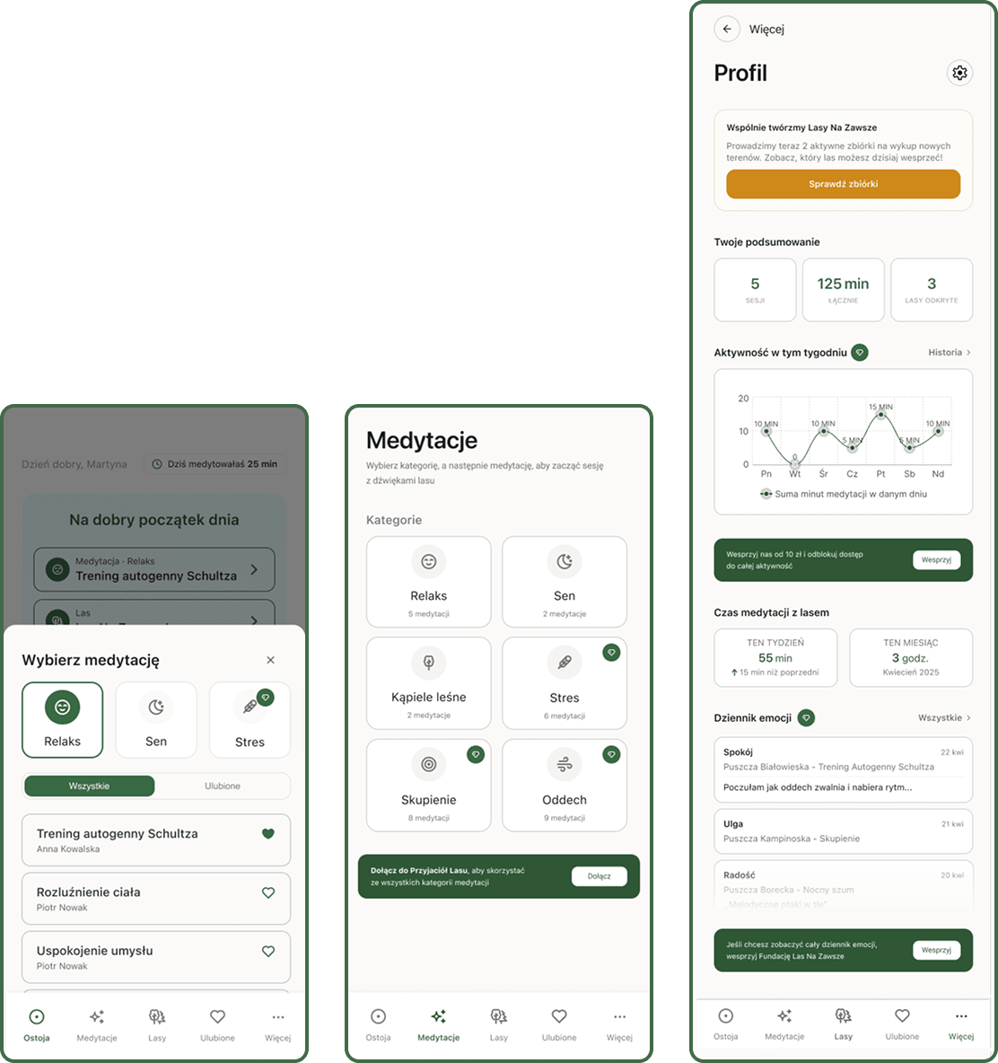 The same screens with diamond icons marking premium categories
